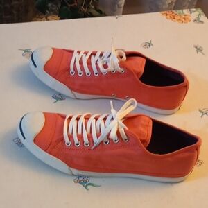 Converse Jack Purcell Orange and White Men's Shoes. Size 10.5